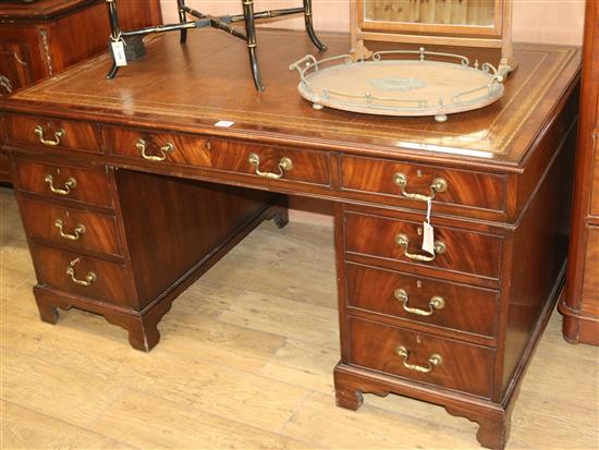 A reproduction pedestal desk, W.151cm